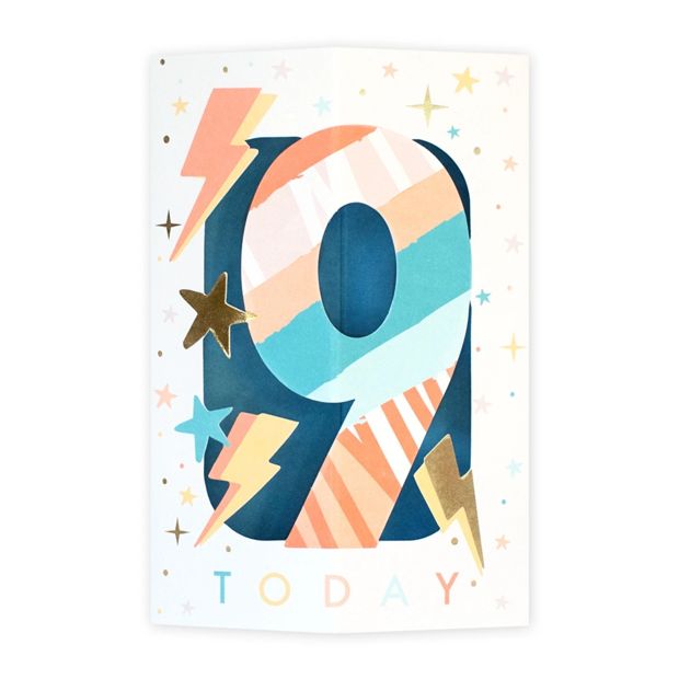 Connections from Hallmark 9th Stand-Up Birthday Card - Stars and Lightening Bolts
