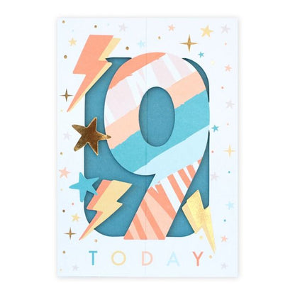 Connections from Hallmark 9th Stand-Up Birthday Card - Stars and Lightening Bolts
