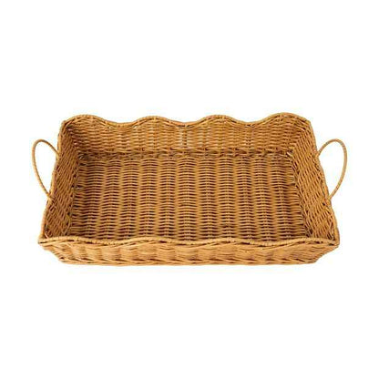 Wavy Edge Serving Tray - Rattan Look