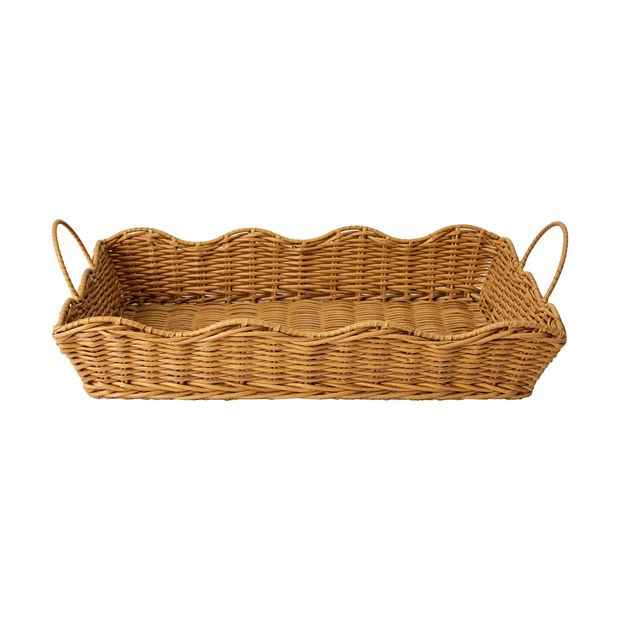 Wavy Edge Serving Tray - Rattan Look
