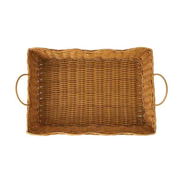 Wavy Edge Serving Tray - Rattan Look