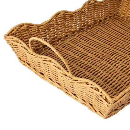 Wavy Edge Serving Tray - Rattan Look