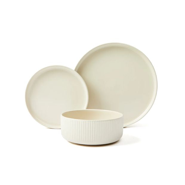 Taupe Linear 12 Piece Dinner Set - Anko