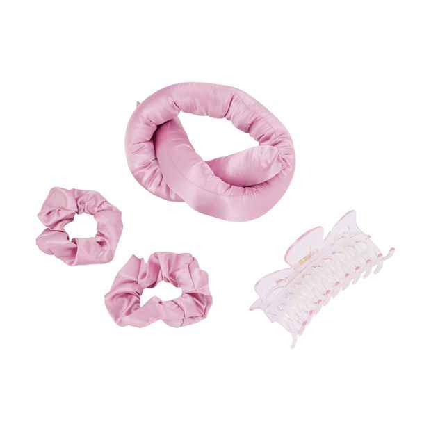 OXX Haircare 4 Piece Heatless Hair Curler Set - Pink