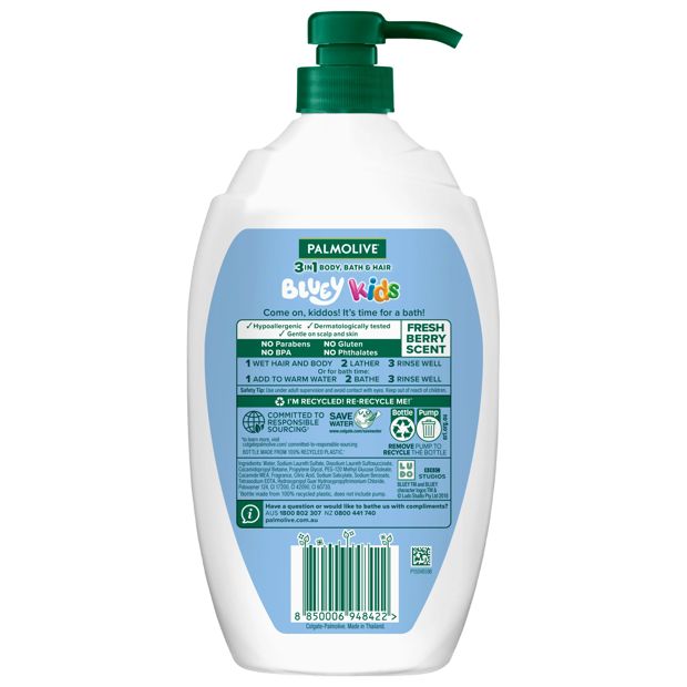 Palmolive Kids Bluey 3-in-1 Body, Bath and Hair Wash 1L - Berrylicious