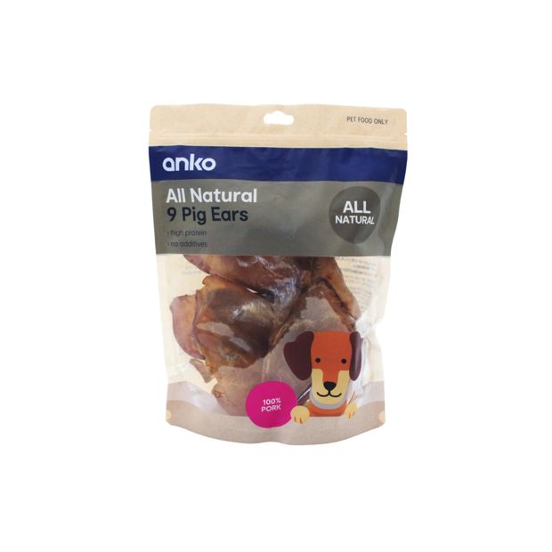 Pet Treat Pig Ears, 9 Pack - Anko