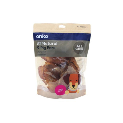 Pet Treat Pig Ears, 9 Pack - Anko