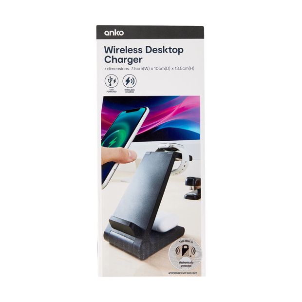 Wireless Desktop Charger, Black - Anko