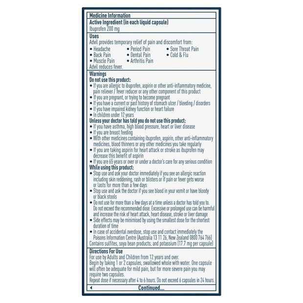 10 Pack Advil Ibuprofen Liquid Capsules 200mg