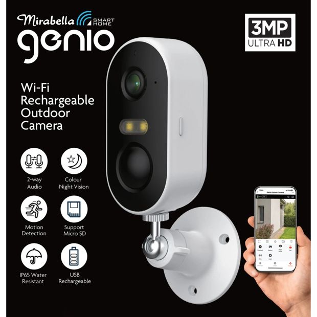 Wi-Fi 3MP Outdoor Battery Camera - Mirabella Genio