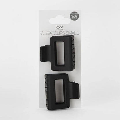 OXX Haircare 2 Pack Black Small Rectangle Matte Claw Hair Clips