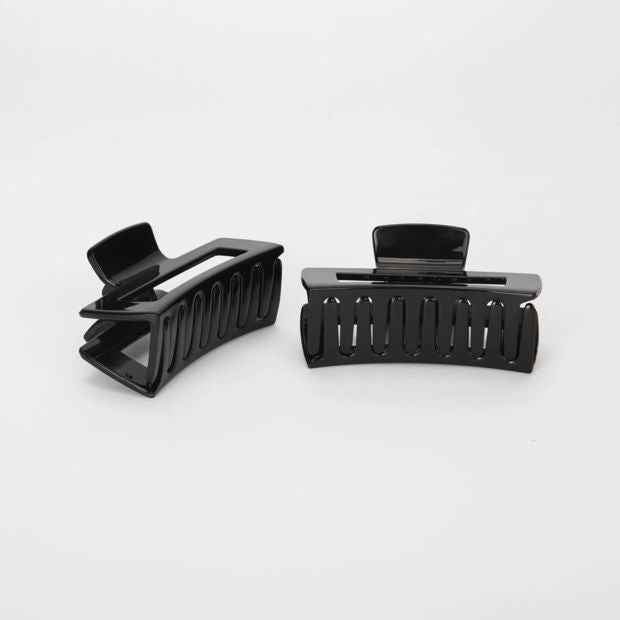 OXX Haircare 2 Pack Black Medium Rectangular Claw Clips
