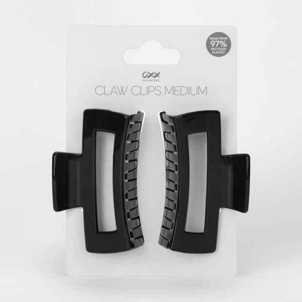 OXX Haircare 2 Pack Black Medium Rectangular Claw Clips