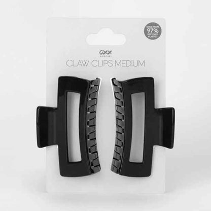 OXX Haircare 2 Pack Black Medium Rectangular Claw Clips