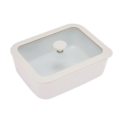 Porcelain Container with Glass Lid, 1.1L  - Anko
