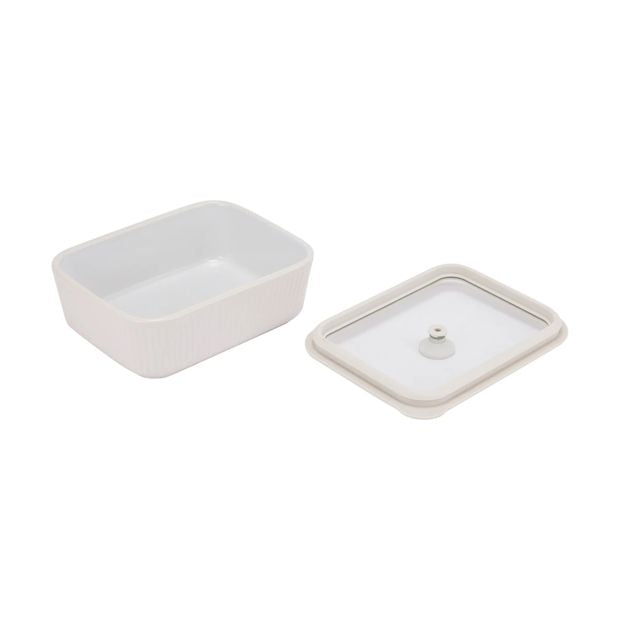 Porcelain Container with Glass Lid, 1.1L  - Anko