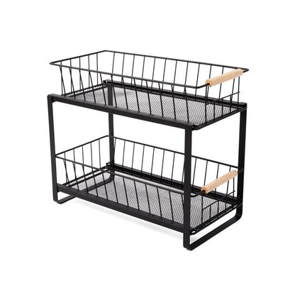 2 Tiered Drawers, Wire and Wood - Anko