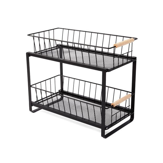 2 Tiered Drawers, Wire and Wood - Anko