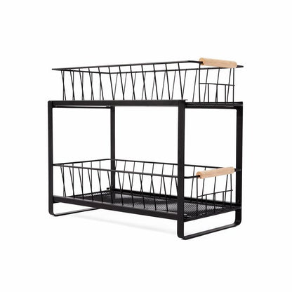 2 Tiered Drawers, Wire and Wood - Anko