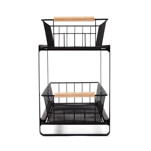 2 Tiered Drawers, Wire and Wood - Anko