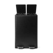 2 Compartment Matte Black Recycle Bin, 40L - Anko