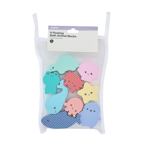 9 Piece Floating Bath Animal Blocks - Anko