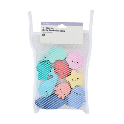 9 Piece Floating Bath Animal Blocks - Anko
