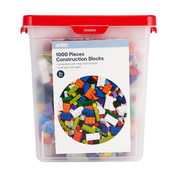 Construction Blocks Set, 1000 Piece - Anko
