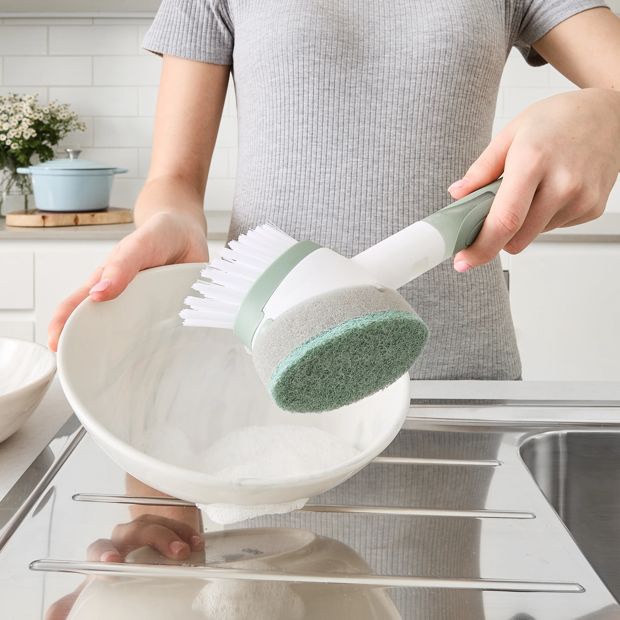 2-in-1 Dish Brush, White and Grey - Anko