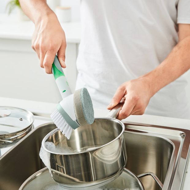 2-in-1 Dish Brush, White and Grey - Anko