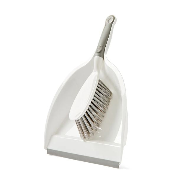 Dustpan and Brush, White and Grey - Anko