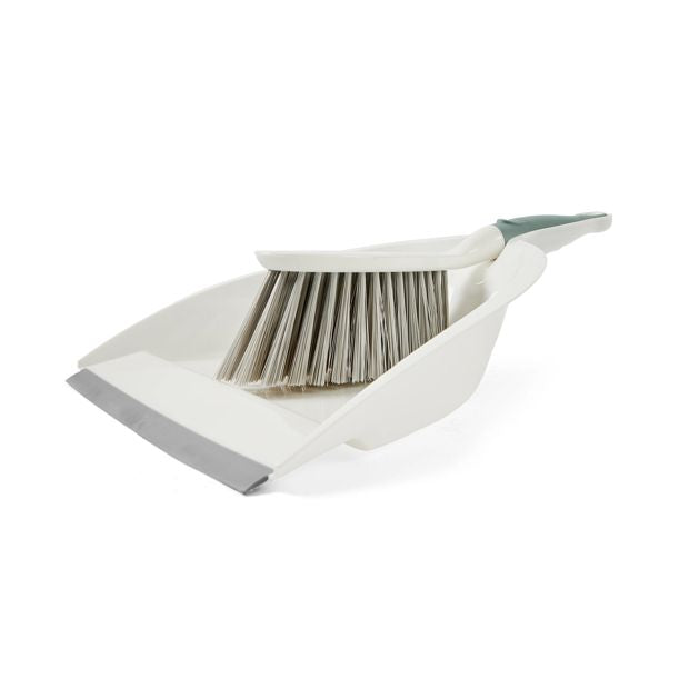 Dustpan and Brush, White and Grey - Anko