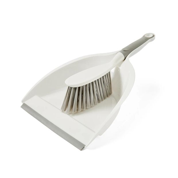 Dustpan and Brush, White and Grey - Anko