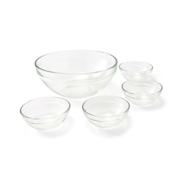 Glass Mixing and Prep Bowls, Set of 5 - Anko