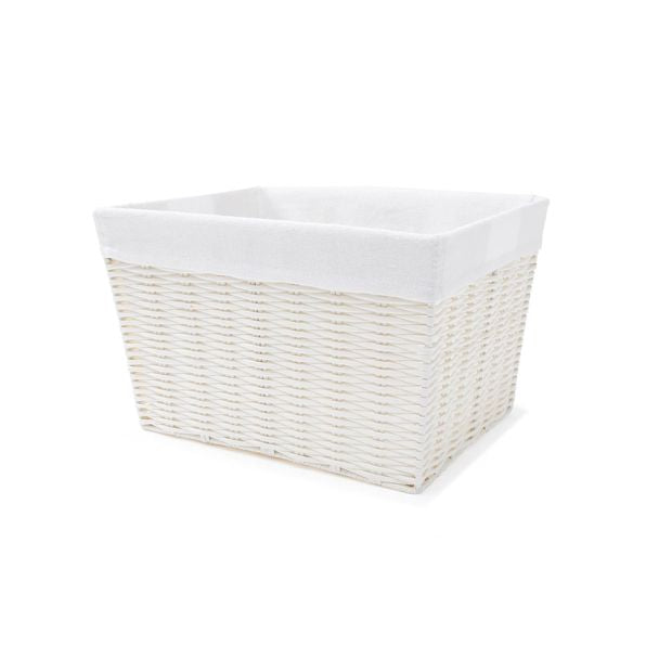 Rattan Look Basket with Liner, Medium, White - Anko