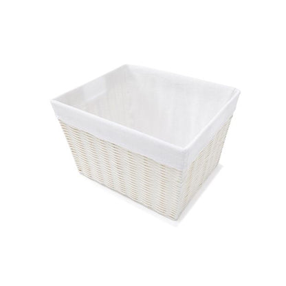 Rattan Look Basket with Liner, Medium, White - Anko