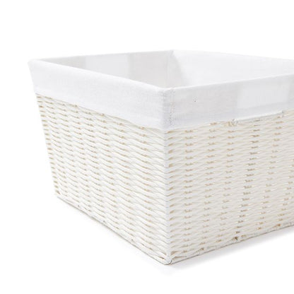 Rattan Look Basket with Liner, Medium, White - Anko