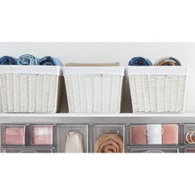 Rattan Look Basket with Liner, Medium, White - Anko