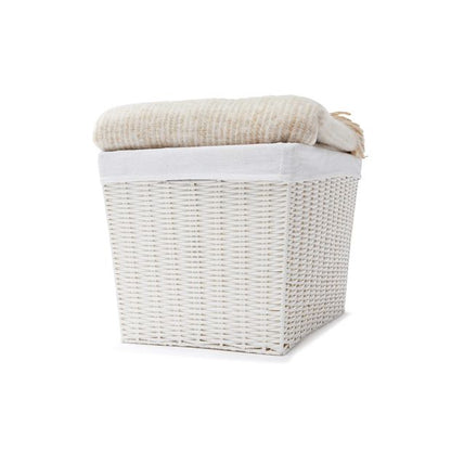 Rattan Look Basket with Liner, Large, White - Anko