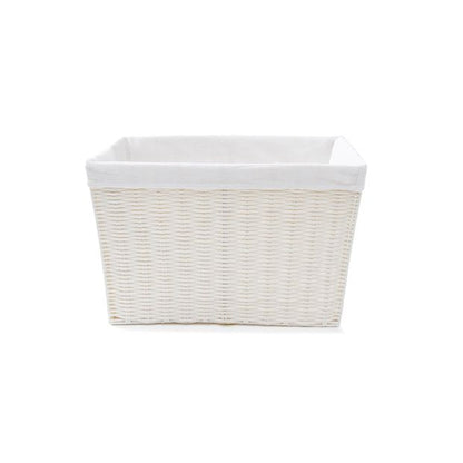 Rattan Look Basket with Liner, Large, White - Anko