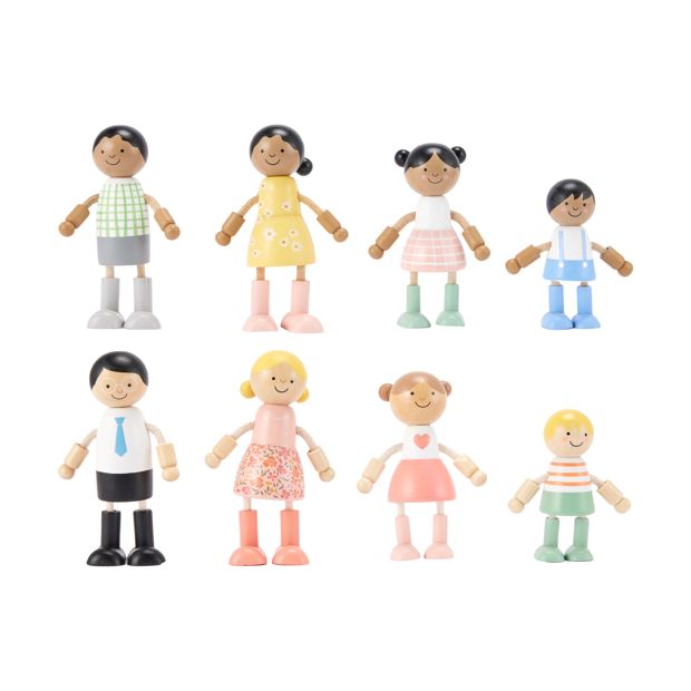 Wooden Family Set, 4 Piece, Assorted - Anko