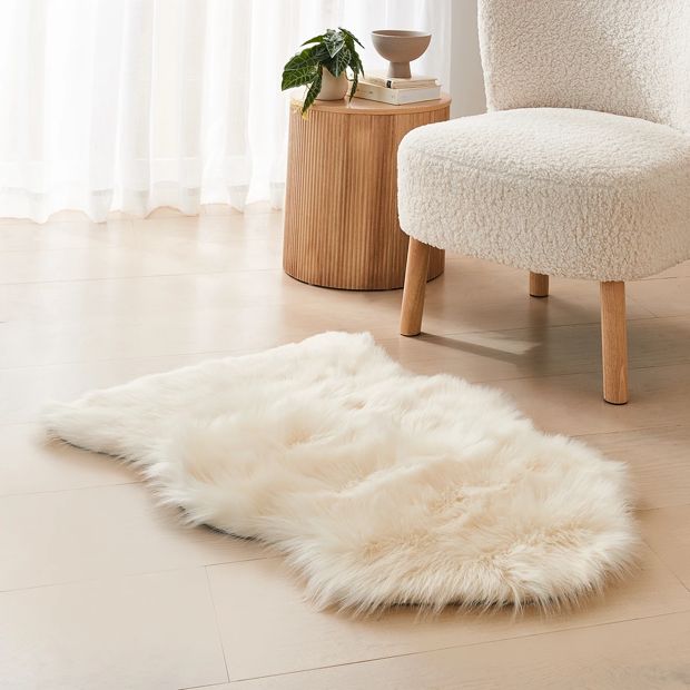 Cream Faux Fur Mat - Anko