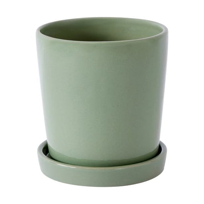Plant Pot with Saucer, Green - Anko