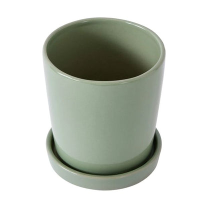 Plant Pot with Saucer, Green - Anko