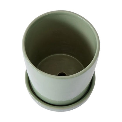 Plant Pot with Saucer, Green - Anko