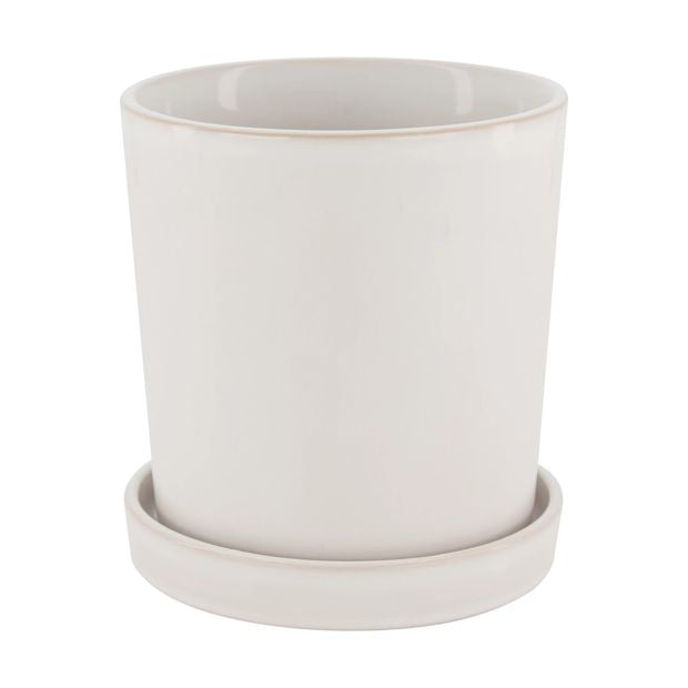 Pot with Saucer, White - Anko