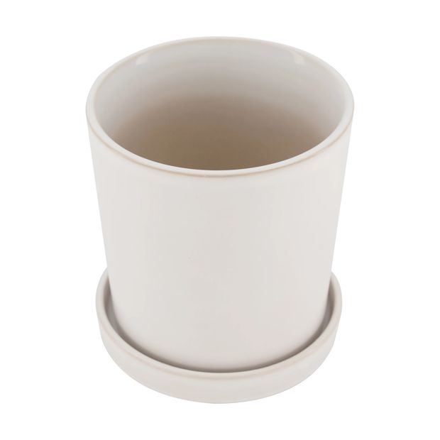 Pot with Saucer, White - Anko