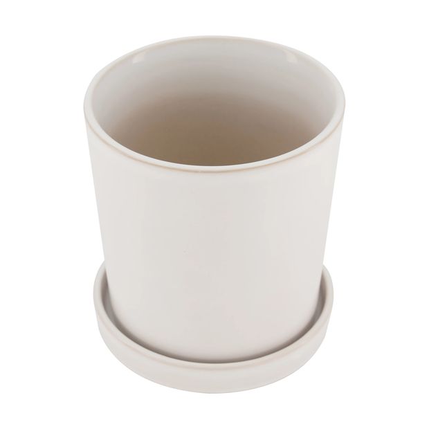 Pot with Saucer, White - Anko