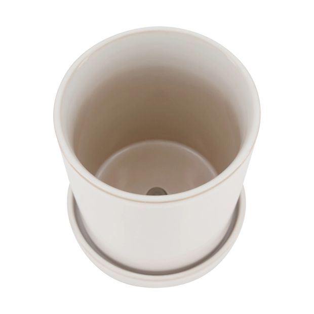 Pot with Saucer, White - Anko