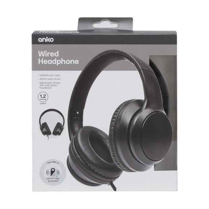 Wired Headphones, Black - Anko